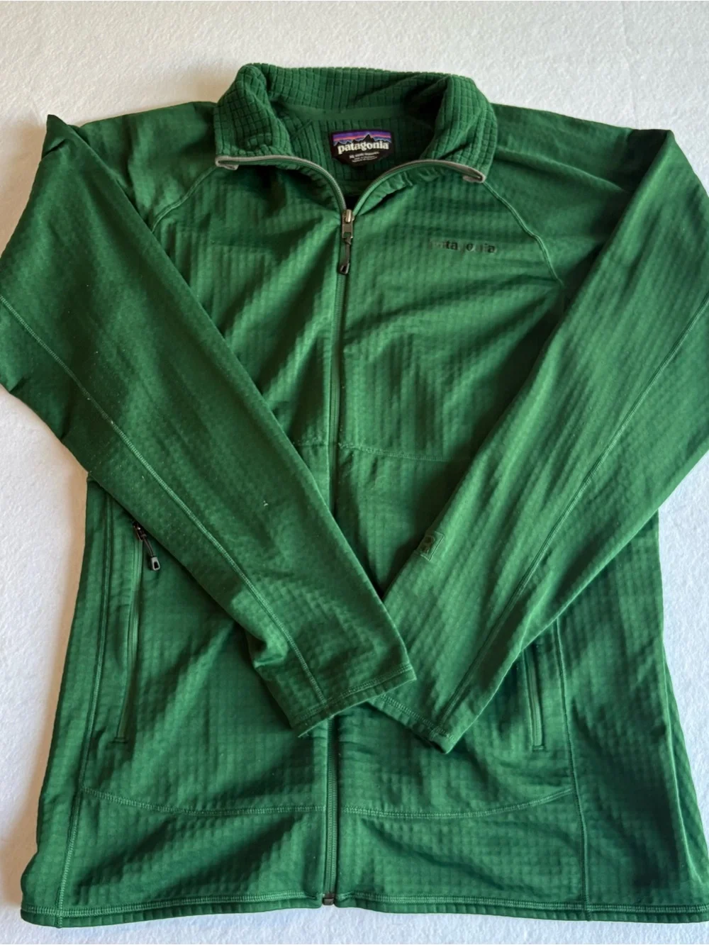 Patagonia Men's XL R1 Full-Zip Jacket Hunter Green Polartec Grid Fleece Fall2015